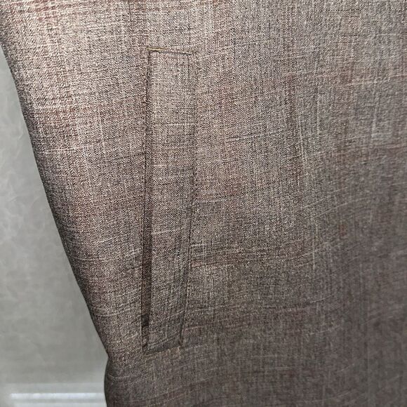 HGSS L Men’s Houndstooth Plaid Brown Full Zip Dress Wool Blend Jacket - Picture 6 of 12